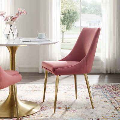 EEI-3416-DUS Viscount Modway Accent Performance Velvet Dining Chair Dusty Rose