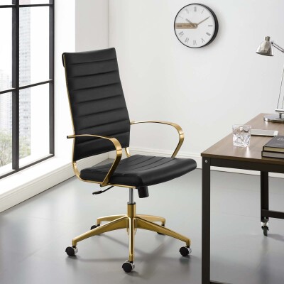 EEI-3417-GLD-BLK Jive Gold Stainless Steel Highback Office Chair Gold Black