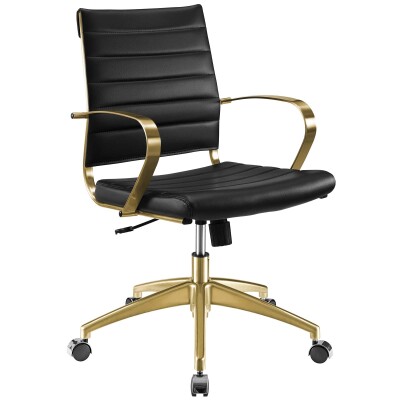 EEI-3418-GLD-BLK Jive Gold Stainless Steel Midback Office Chair Gold Black