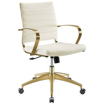 EEI-3418-GLD-WHI Jive Gold Stainless Steel Midback Office Chair Gold White