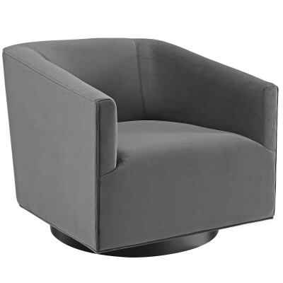 EEI-3456-GRY Twist Accent Lounge Performance Velvet Swivel Chair Gray