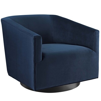 EEI-3456-MID Twist Accent Lounge Performance Velvet Swivel Chair Midnight Blue