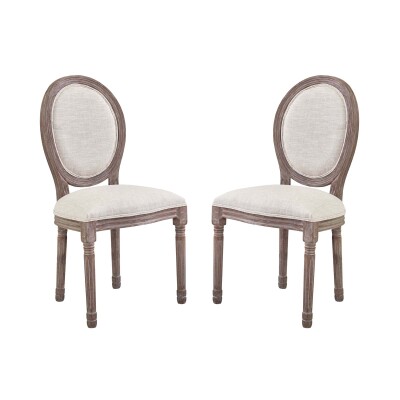 EEI-3467-BEI Emanate Dining Side Chair Upholstered Fabric (Set of 2) Beige