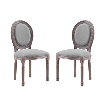 EEI-3467-LGR Emanate Dining Side Chair Upholstered Fabric (Set of 2) Light Gray