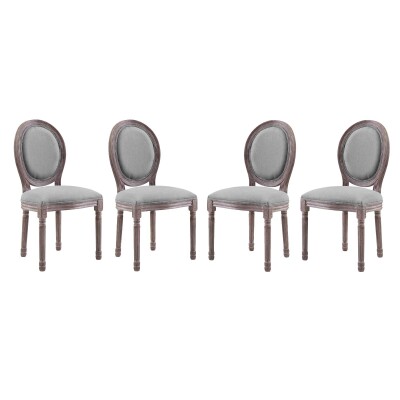 EEI-3468-LGR Emanate Dining Side Chair Upholstered Fabric (Set of 4) Light Gray