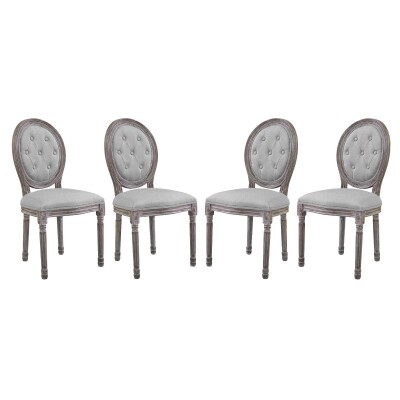EEI-3470-LGR Arise Dining Side Chair Upholstered Fabric (Set of 4) Light Gray