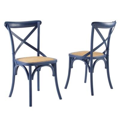EEI-3481-MID Gear Dining Side Chair (Set of 2) Midnight Blue