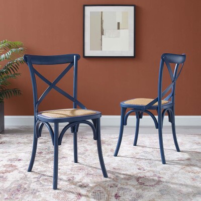 EEI-3481-MID Gear Dining Side Chair (Set of 2) Midnight Blue