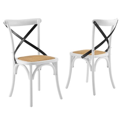 EEI-3481-WHI-BLK Gear Dining Side Chair (Set of 2) White BlackWhite Black