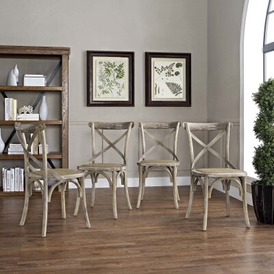 EEI-3482-GRY Gear Dining Side Chair (Set of 4) Gray