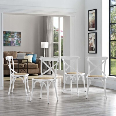 EEI-3482-WHI Gear Dining Side Chair (Set of 4) White