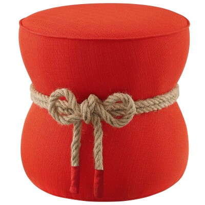 EEI-3483-ATO Beat Nautical Rope Upholstered Fabric Ottoman Atomic Red