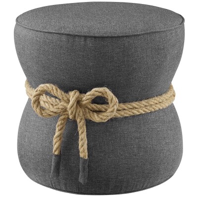EEI-3483-GRY Beat Nautical Rope Upholstered Fabric Ottoman Gray