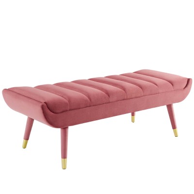 EEI-3484-DUS Guess Channel Tufted Performance Velvet Accent Bench Dusty Rose