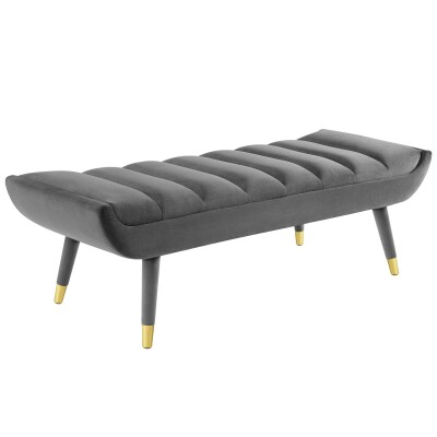 EEI-3484-GRY Guess Channel Tufted Performance Velvet Accent Bench Gray