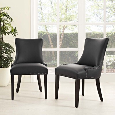 EEI-3498-BLK Marquis Dining Chair Faux Leather (Set of 2) Black