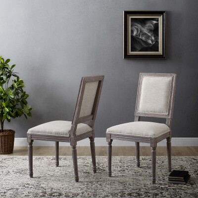 EEI-3500-BEI Court Dining Side Chair Upholstered Fabric (Set of 2) Beige
