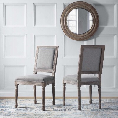 EEI-3500-LGR Court Dining Side Chair Upholstered Fabric (Set of 2) Light Gray