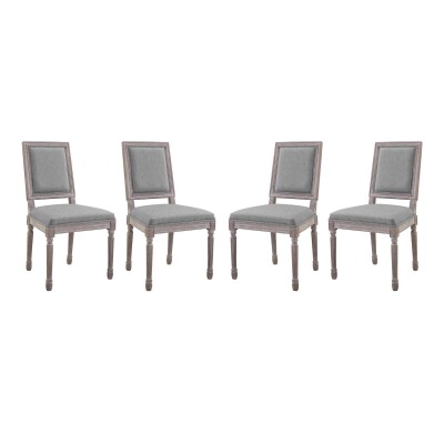EEI-3501-LGR Court Dining Side Chair Upholstered Fabric (Set of 4) Light Gray