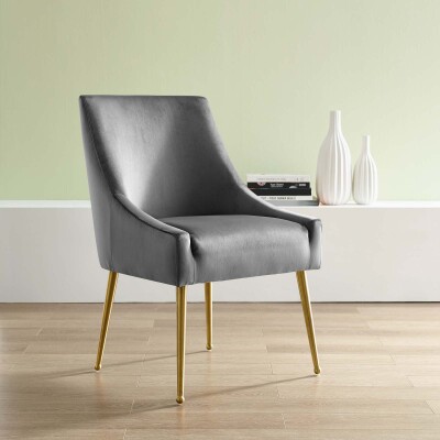 EEI-3508-GRY Discern Upholstered Performance Velvet Dining Chair Gray