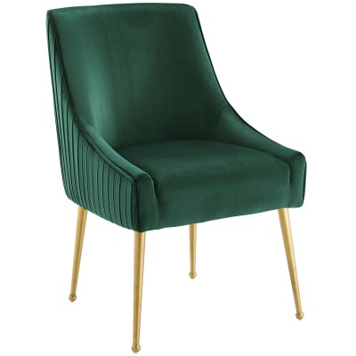 EEI-3509-GRN Discern Pleated Back Upholstered Performance Velvet Dining Chair Green