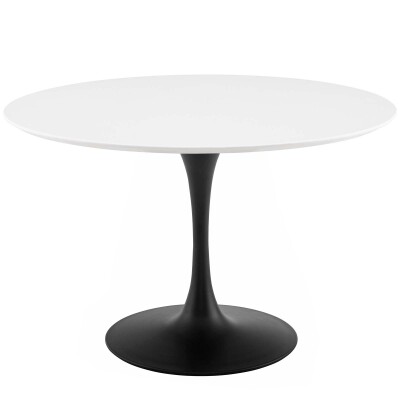 EEI-3522-BLK-WHI Lippa 47" Round Wood Dining Table