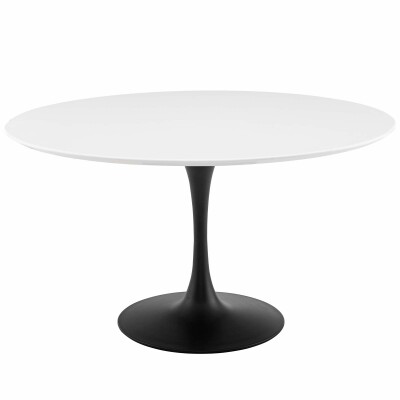 EEI-3523-BLK-WHI Lippa 54" Round Wood Dining Table