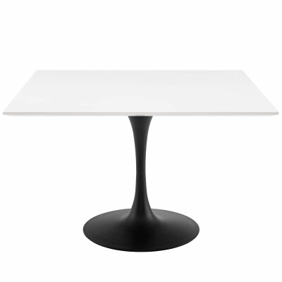 EEI-3525-BLK-WHI Lippa 47" Square Wood Top Dining Table
