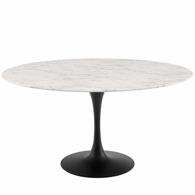 EEI-3529-BLK-WHI Lippa 60" Round Artificial Marble Dining Table