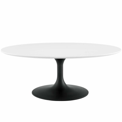 EEI-3533-BLK-WHI Lippa 42" Oval-Shaped Wood Coffee Table