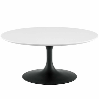 EEI-3535-BLK-WHI Lippa 36" Round Wood Coffee Table