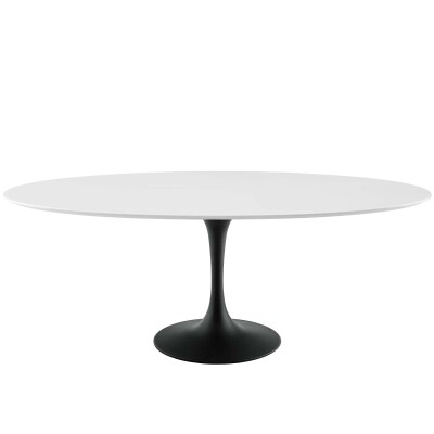 EEI-3540-BLK-WHI Lippa 78" Oval Wood Dining Table