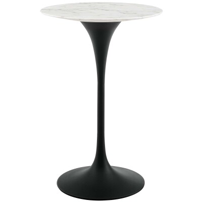 EEI-3547-BLK-WHI Lippa 28" Round Artificial Marble Bar Table