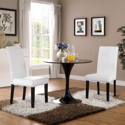 EEI-3553-WHI Parcel Dining Side Chair Vinyl (Set of 2) White