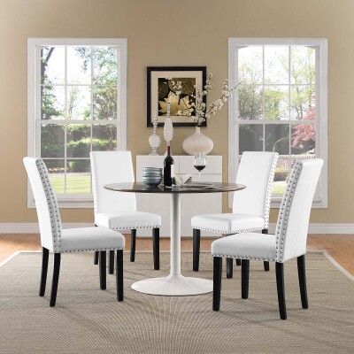 EEI-3554-WHI Parcel Dining Side Chair Vinyl (Set of 4) White