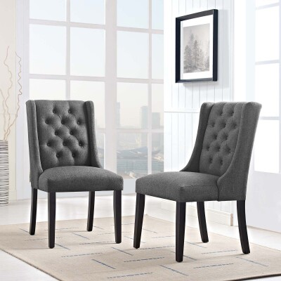 EEI-3557-GRY Baronet Dining Chair Fabric (Set of 2) Gray