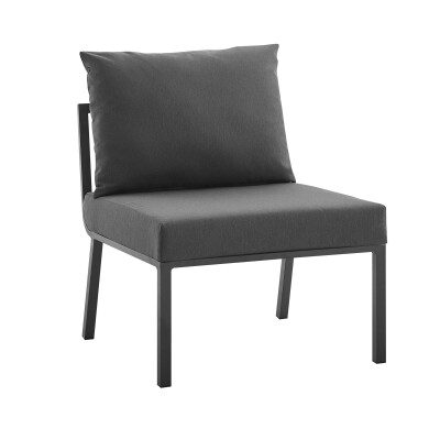 EEI-3567-SLA-CHA Riverside Outdoor Patio Aluminum Armless Chair Gray Charcoal