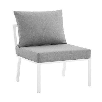 EEI-3567-WHI-GRY Riverside Outdoor Patio Aluminum Armless Chair White Gray