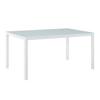 EEI-3576-WHI Raleigh 59" Outdoor Patio Aluminum Dining Table White