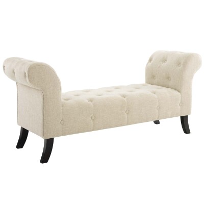 EEI-3578-BEI Evince Button Tufted Accent Upholstered Fabric Bench Beige