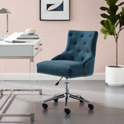 EEI-3609-AZU Regent Tufted Button Swivel Upholstered Fabric Office Chair Azure