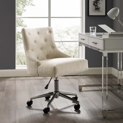 EEI-3609-BEI Regent Tufted Button Swivel Upholstered Fabric Office Chair Beige