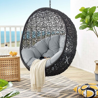 EEI-3636-BLK-GRY Encase Swing Outdoor Patio Lounge Chair Without Stand Black Gray
