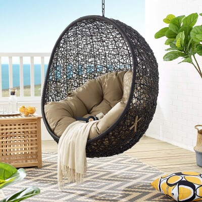 EEI-3636-BLK-MOC Encase Swing Outdoor Patio Lounge Chair Without Stand Black Mocha