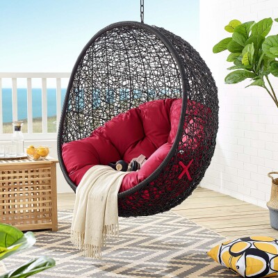 EEI-3636-BLK-RED Encase Swing Outdoor Patio Lounge Chair Without Stand Black Red