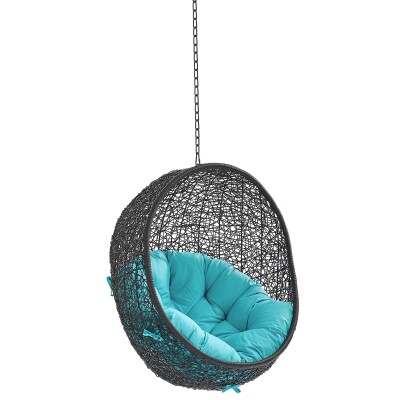 EEI-3636-BLK-TRQ Encase Swing Outdoor Patio Lounge Chair Without Stand Black Turquoise