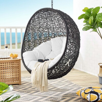 EEI-3636-BLK-WHI Encase Swing Outdoor Patio Lounge Chair Without Stand Black White