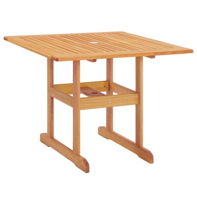 EEI-3674-NAT Hatteras 36" Square Outdoor Patio Eucalyptus Wood Dining Table