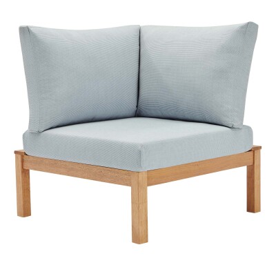 EEI-3694-NAT-LBU Freeport Karri Wood Sectional Sofa Outdoor Patio Corner Chair
