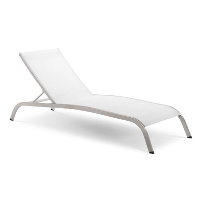 EEI-3721-WHI Savannah Outdoor Patio Mesh Chaise Outdoor Patio Lounge Chair White